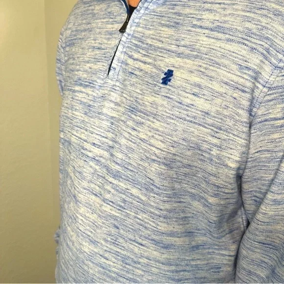 Men’s Izod Blue / White Long Sleeve Quarter Zip Jacket - Picture 2 of 5